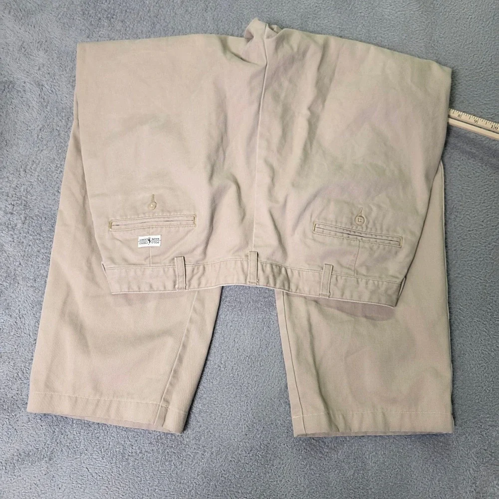 Polo Ralph Lauren Mens 36x30 Chino Pants Tan Khaki Double Pleated Relaxed Fit